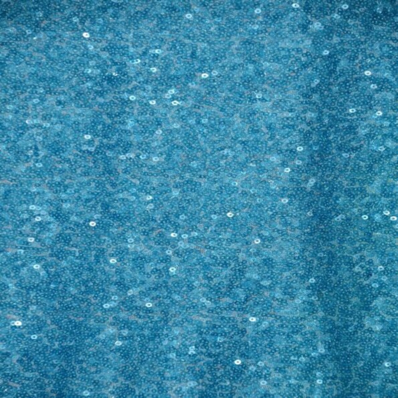 1 Yard Turquoise Glitter Embroidery Sequin Fabric 52" Width 100% Polyester for DIY Table Runner, Curtain & Clothes